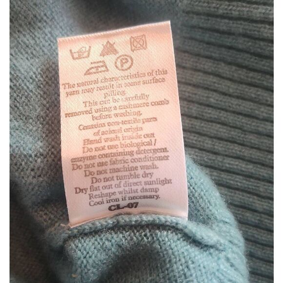 Pure Collection Women's Cardigan UK 10 US 4 Teal 100% Cashmere Round Neck Cardig - Picture 11 of 11